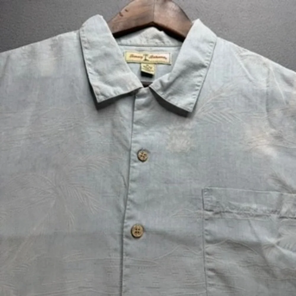 Tommy Bahama Button Up Mens XL‎ Palm Tree Silk Camp Shirt Tropical Embroidered